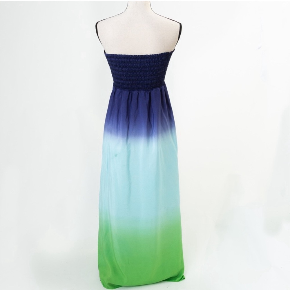 Lilly Pulitzer 100% silk Carrie style dip dye ombre look strapless maxi dress S